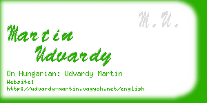 martin udvardy business card